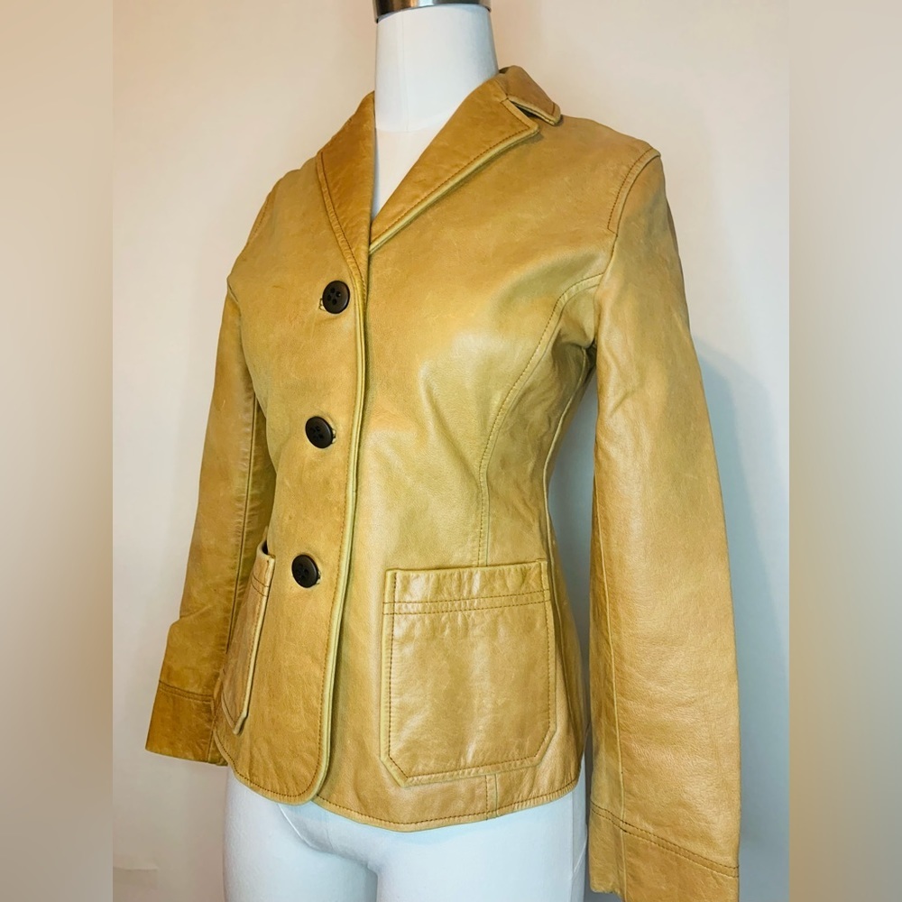The Gap Vintage Camel Leather ladies Jacket/Blazer SZ XS!